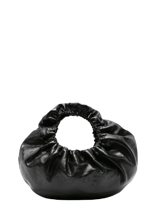 Huge Discounts This Week Crescent Small Handle Bag In Crackle Patent Leather W/Logo