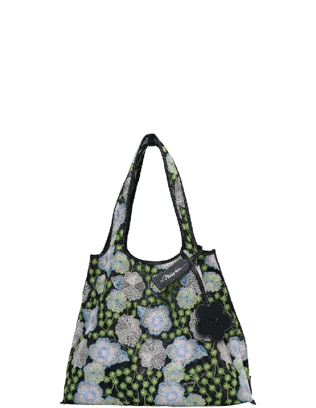Trendy Styles Embroidered Floral Mesh Market Bag