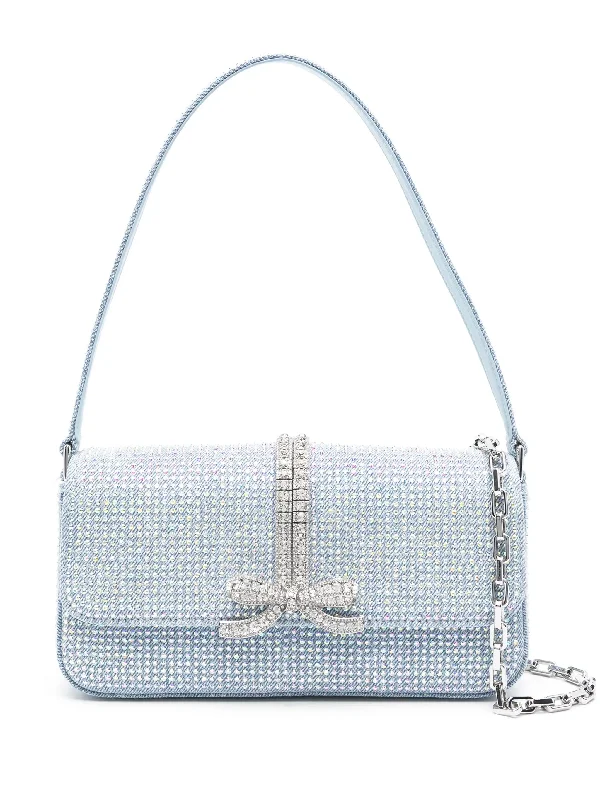 Exclusive Fashion Deals Blue Rhinestone Denim Baguette Bag