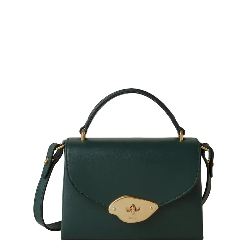 Luxury Bags On Sale Small Lana Top Handle Mulberry Green High Gloss Leather