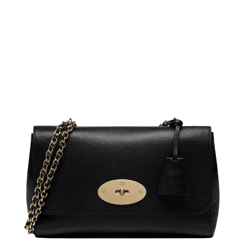Trendy Women's Wear Collection Medium Lily Black Glossy Goat Leather
