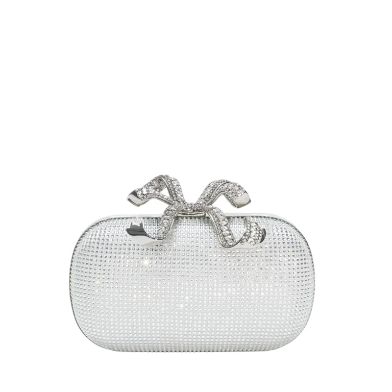 Sporty Bags For Active And Athletic Lifestyles Silver Rhinestone Bow Clutch