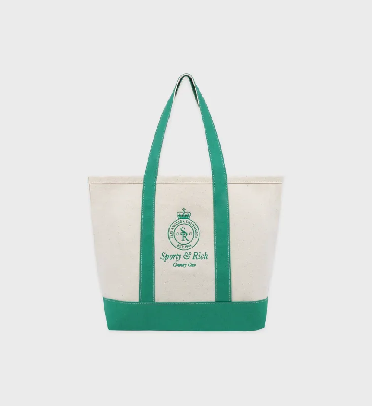 Bags With Discounts Crown Logo Embroidered Two Tone Tote