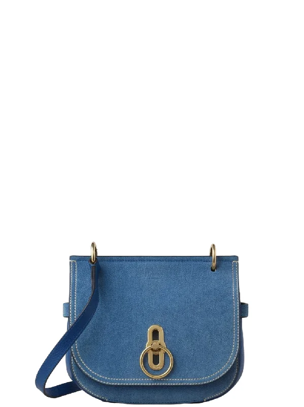Holiday Glam Small Amberley Satchel Indigo Denim Suede