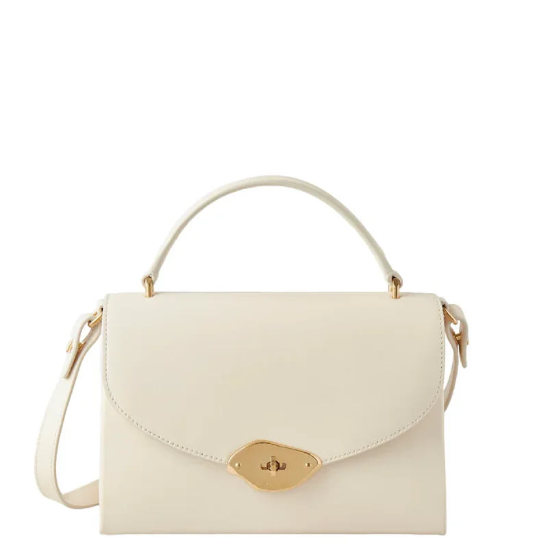 Elegant Fashion Offers Lana Top Handle Eggshell High Gloss Leather