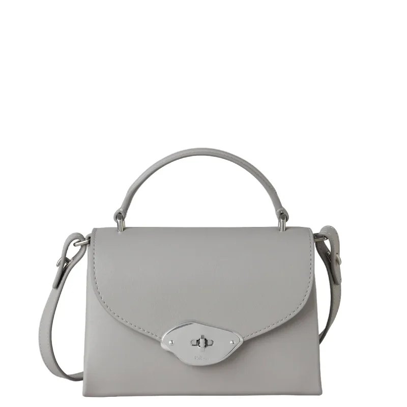 Edgy Bags For Bold And Daring Fashionistas Small Lana Top Handle Pale Grey High Gloss Leather Edgy Bags For Bold And Daring Fashionistas Small Lana Top Handle Pale Grey High Gloss Leather