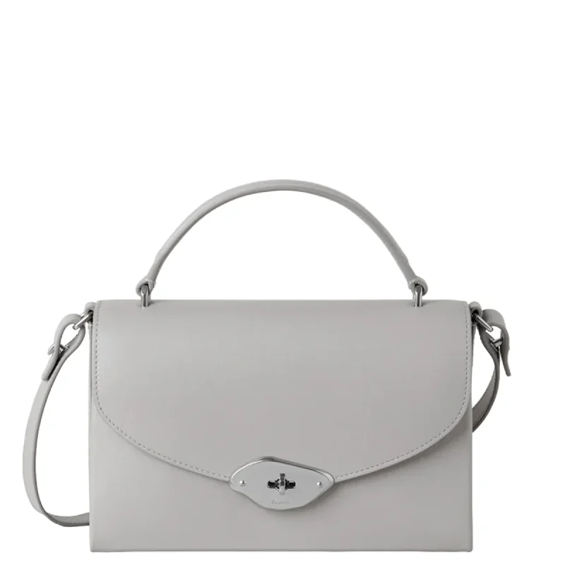 Inspired Bags For Modern Sophistication Lana Top Handle Pale Grey High Gloss Leather Inspired Bags For Modern Sophistication Lana Top Handle Pale Grey High Gloss Leather