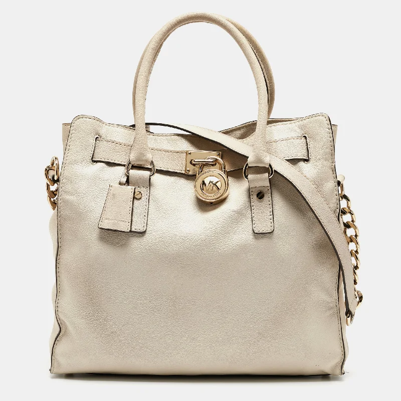 Inspired Bags For Affordable Luxury Michael Michael Kors Light Beige Leather Large Hamilton North South Tote